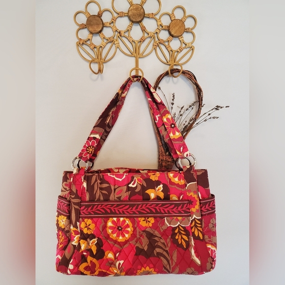 Pink and Brown Vera Bradley Floral Purse - Picture 4 of 9